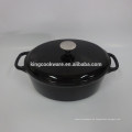 Ovale, schwarz emaillierte Gusseisenkasserolle / Topf / Cocotte für Kochgeschirr / Küchengeschirr